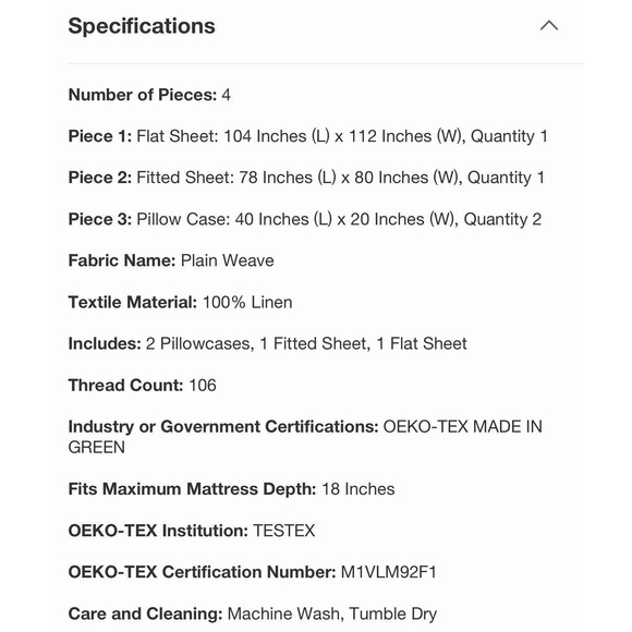 King 100% Linen Sheet Set Dark Mineral Blue - Casaluna NEW - Picture 6 of 8